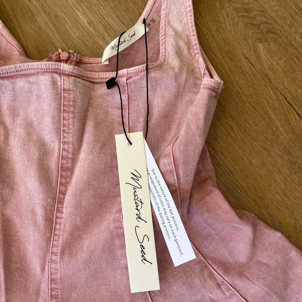 Mustard seed pink denim mini
